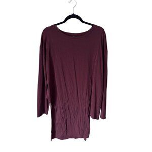 Very J Tunic Top Size Medium Long Sleeve Shirt Side Slits Burgundy Wine Red NEW